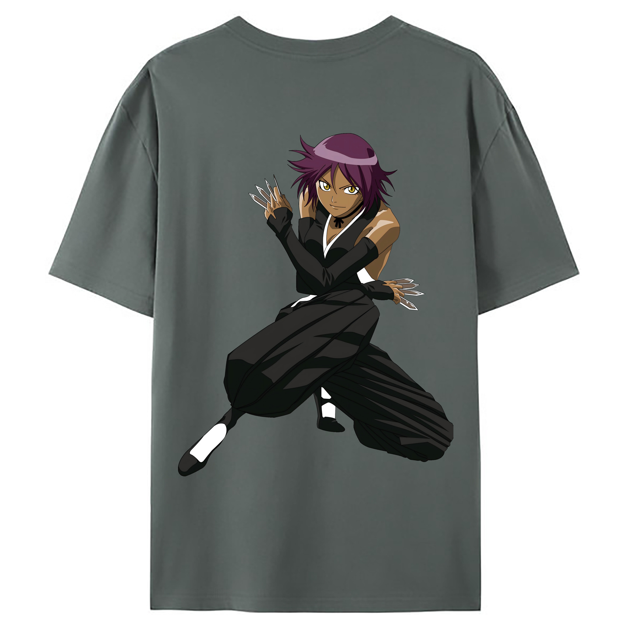（画像用） ブリーチ 四楓院 夜一（しほういん よるいち） BLEACH Shihouin Yoruichi 綿100％ メンズ半袖Tシャツ（バックプリント） 通気性